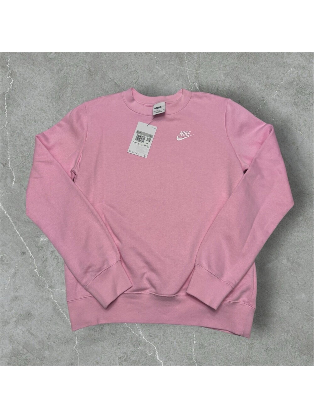 Nike Sportswear Women’s Club Fleece Crewneck Pullover Embroidered Logo Pink XS